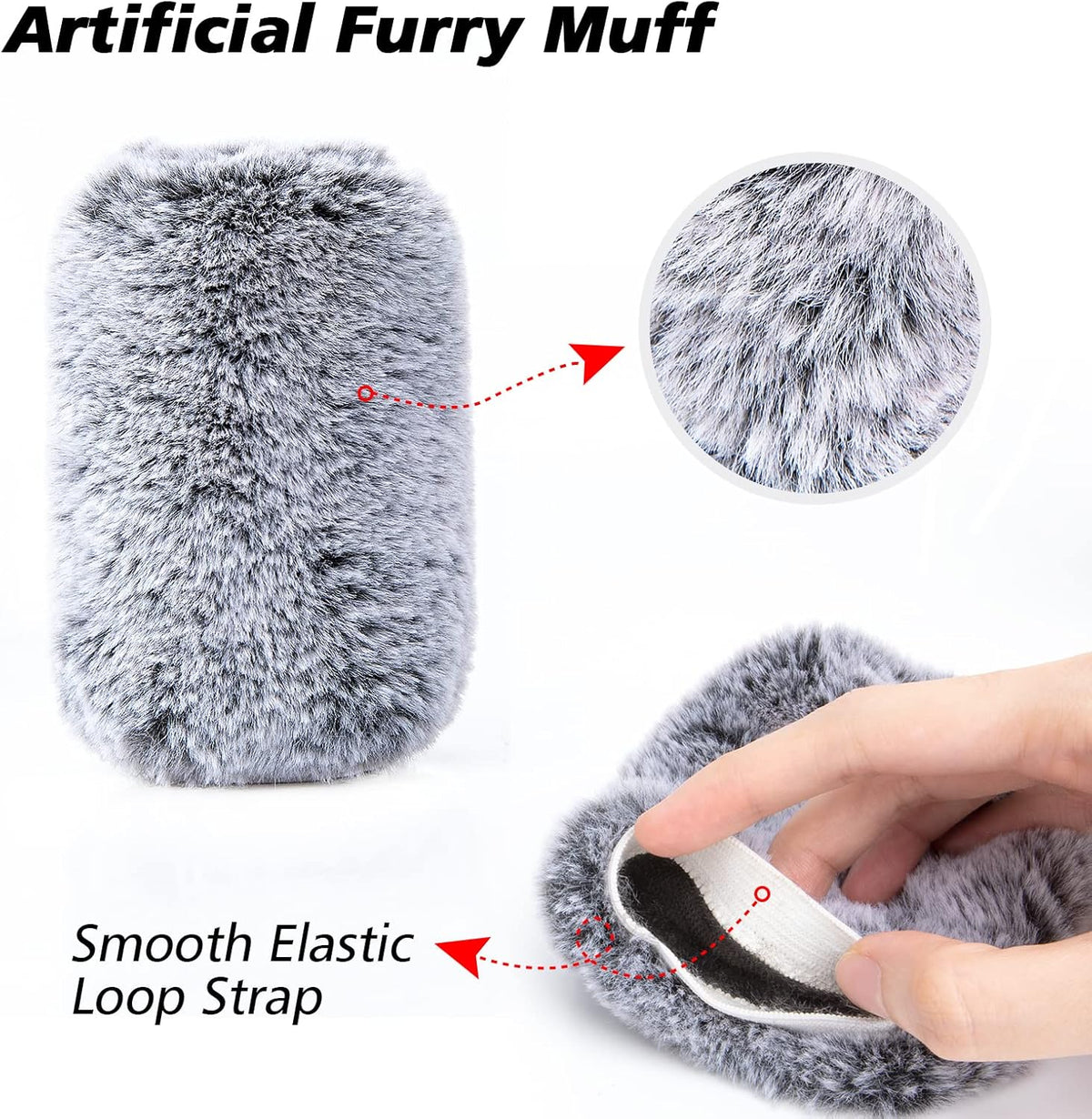 Microphone Windscreen Pop Filter Compatible with HyperX QuadCast - Mic Foam Cover with Furry