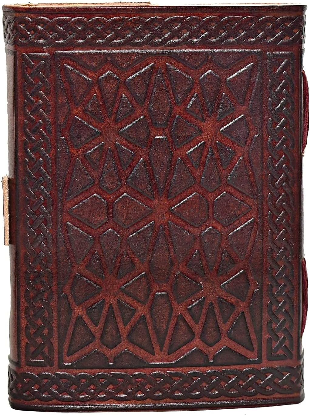 cuero 3 Moon Blue Lapiz Embossed Vintage Leather Journal | 240 Pages of Antique Handmade Deckle