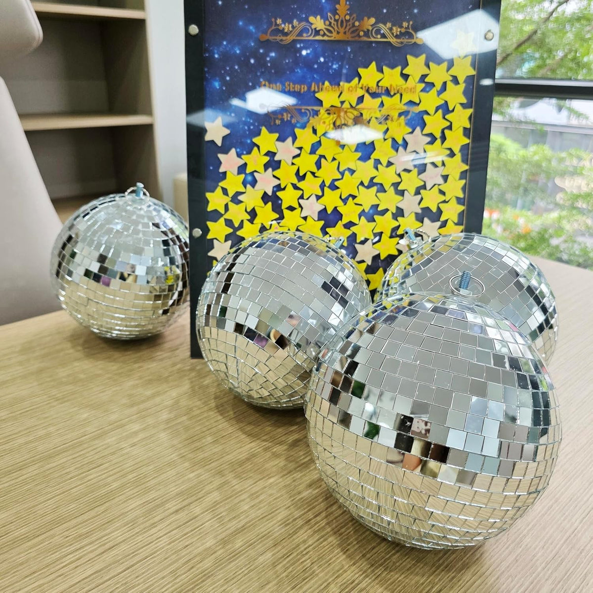 Yescom 4PCS 7" Mirror Disco Ball Set Small Hanging for 70s 80s Party Events Wedding DJ Dance Club