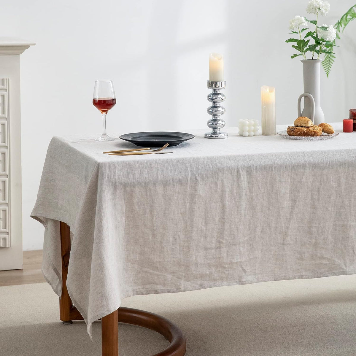 EVERLY100% Pure Linen Rectangle Tablecloths132Lx60WInch for Dining,Buffet