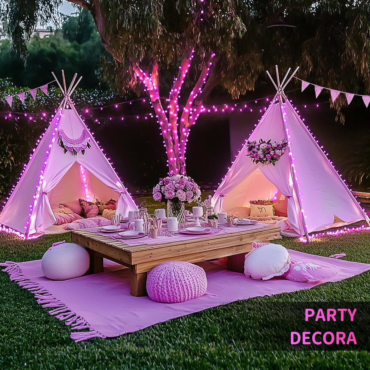 JMEXSUSS 600 LED Pink Christmas Lights for Decorations, 168ft Pink String Fairy Lights Indoor