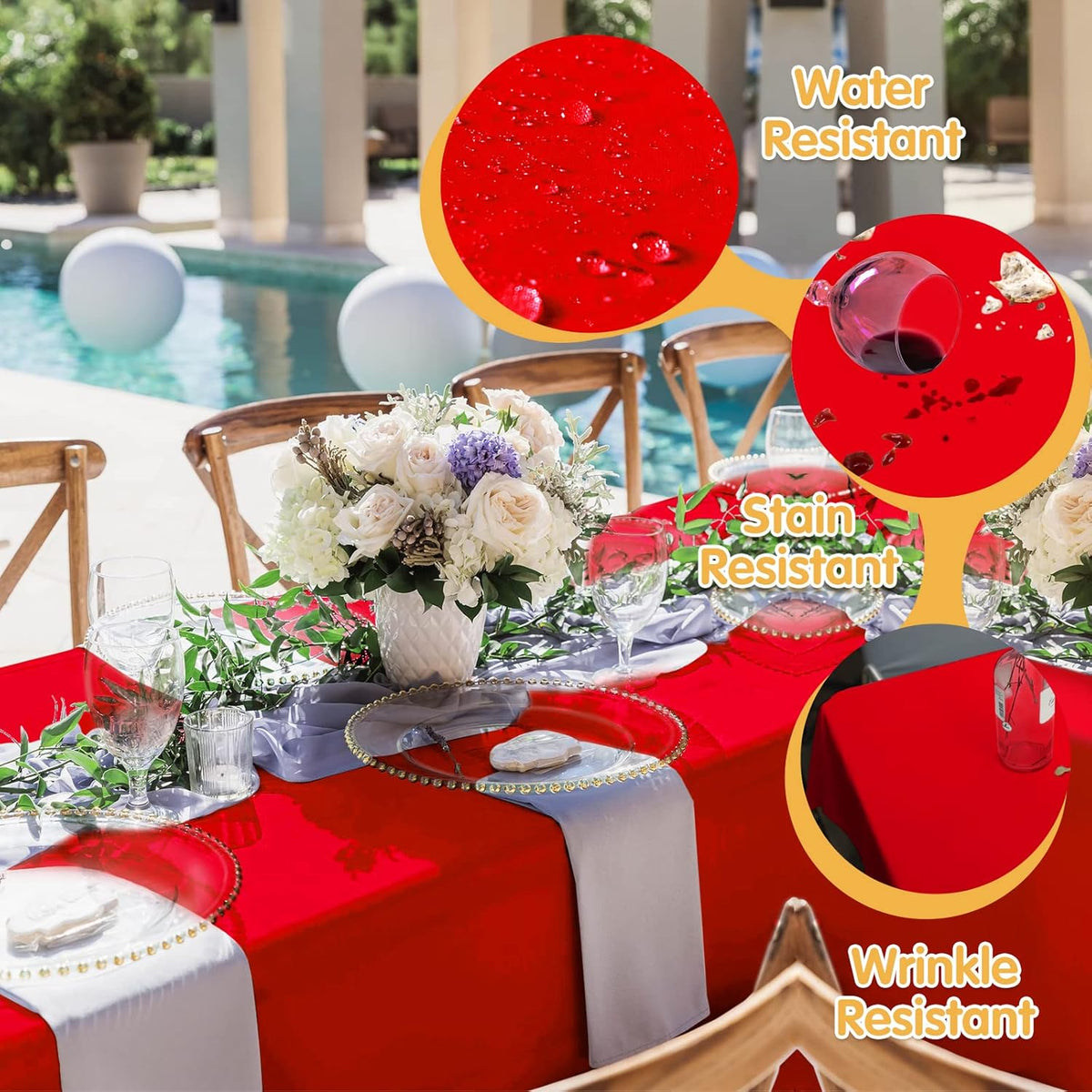 BRILLMAX 8 Pack Red Tablecloths 70 x 120 Inch for 6ft or 8ft Rectangle Tables - Rectangular Bulk