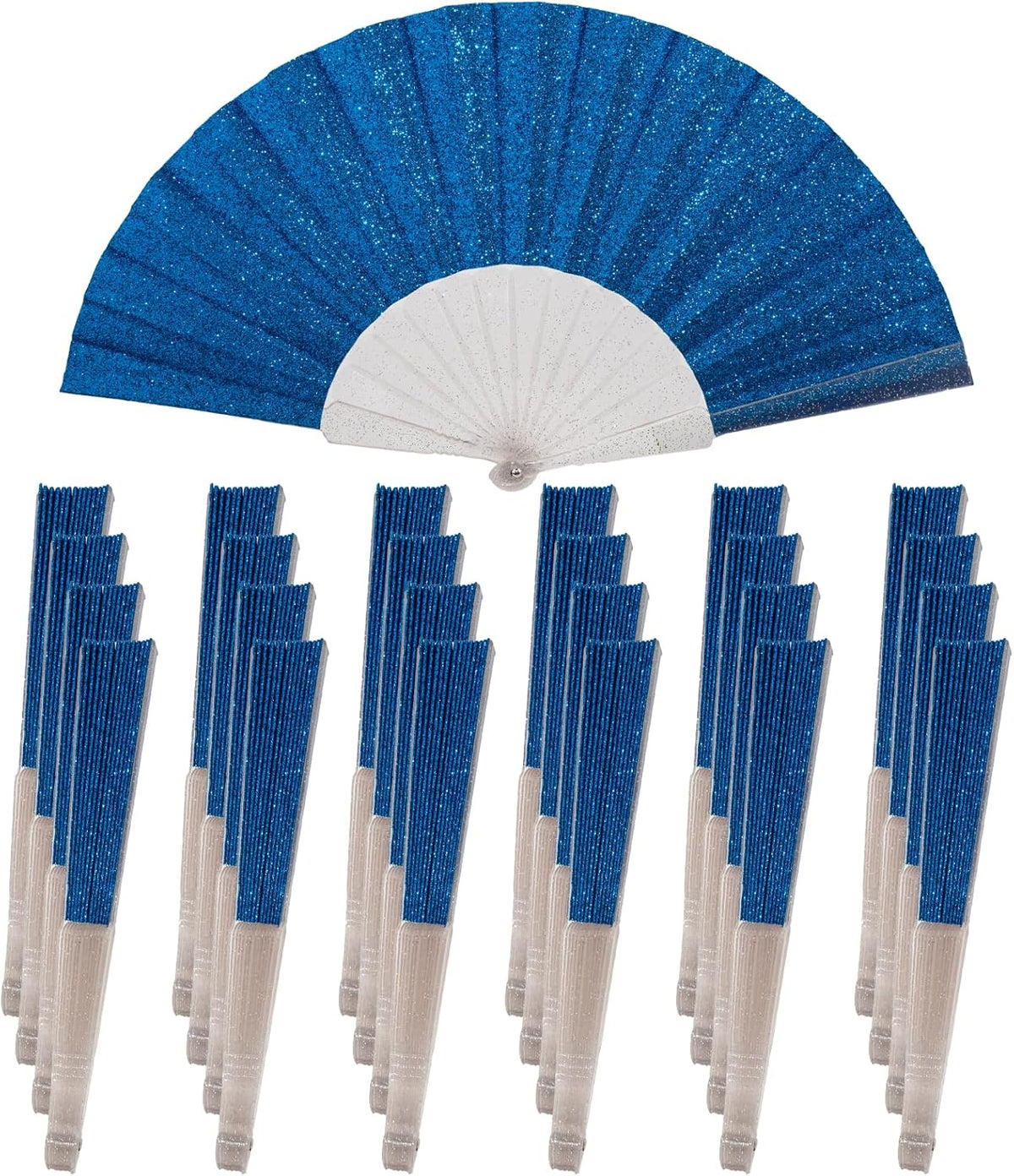 24 Pack Handheld Fan,Folding Hand Glitter fan with Shining Transparent Fan Rib – Ideal for Wedding