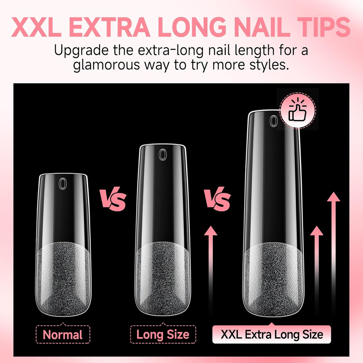 UNA GELLA Nail Tips Sqaure Extra Long Tapered Sqaure Nail Tips 504pcs XXL Clear Fake Nails Full