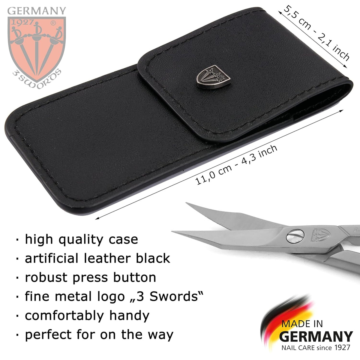 3 Swords Germany - brand quality STAINLESS STEEL INOX CURVED COMBINED CUTICLE & NAIL SCISSORS (1