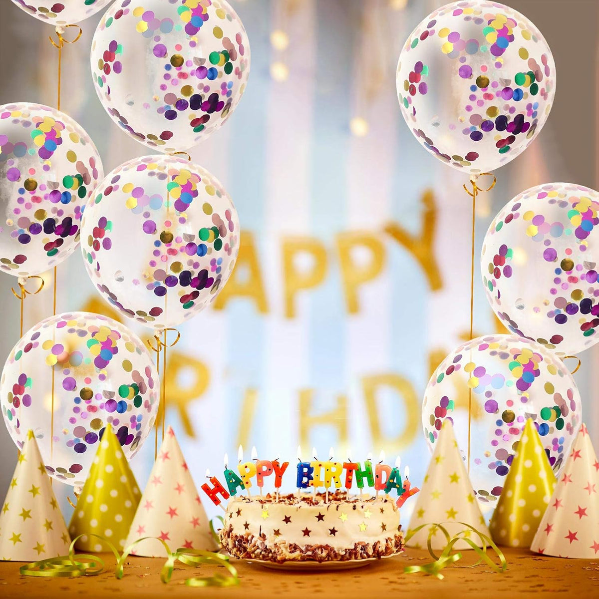 Confetti Balloons 40pack, 12inch Transparent Party Balloons with Colorful Confetti for Graduation