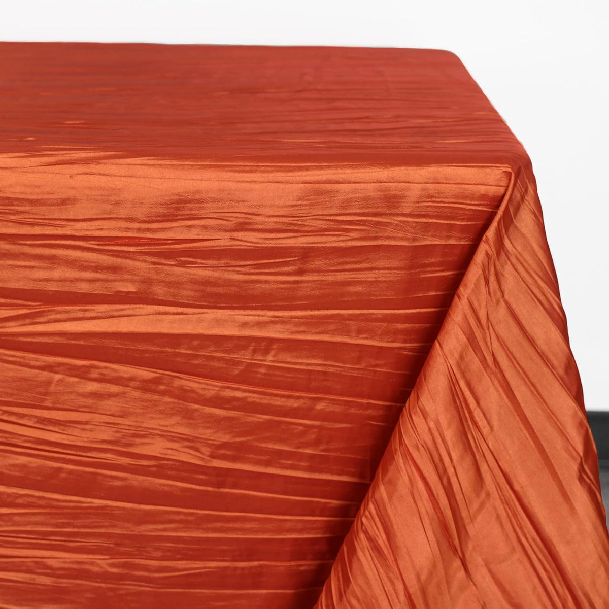YOUR CHAIR COVERS - 90 x 156 inch Rectangular Crinkle Taffeta Tablecloth - Terracotta, Rectangle