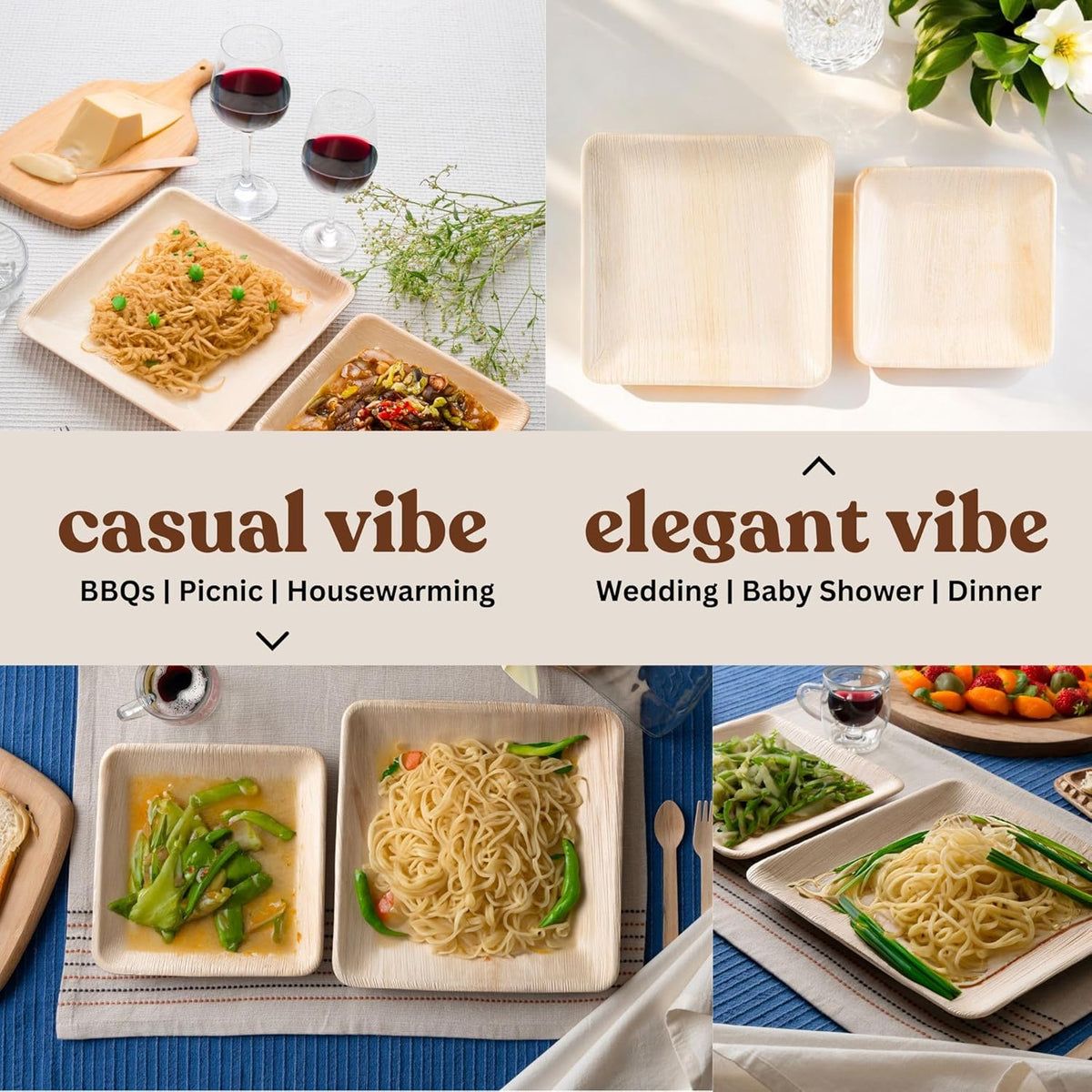 Luxe Designs Palm Leaf Plates - Eco-Friendly Alternative to Bamboo & Plastic - Heavy-Duty