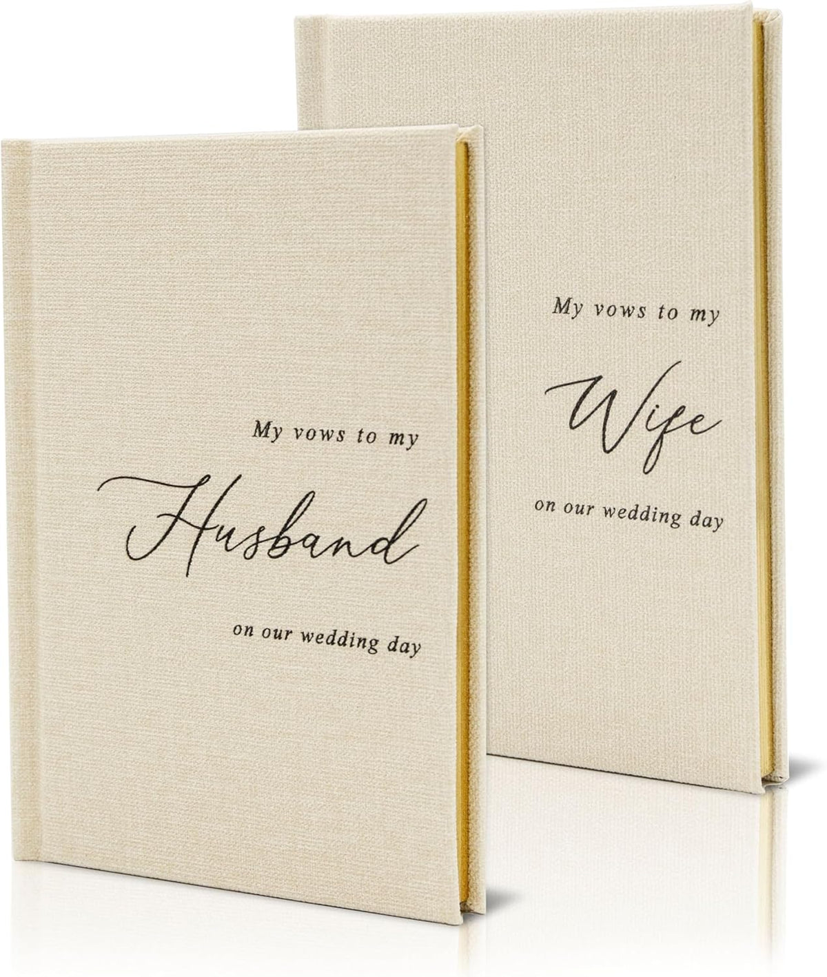 Hard Cover Vow Books (Set of 2) - My Vows to My Husband/Wife Minimalist Pocket Sized Black Embossed