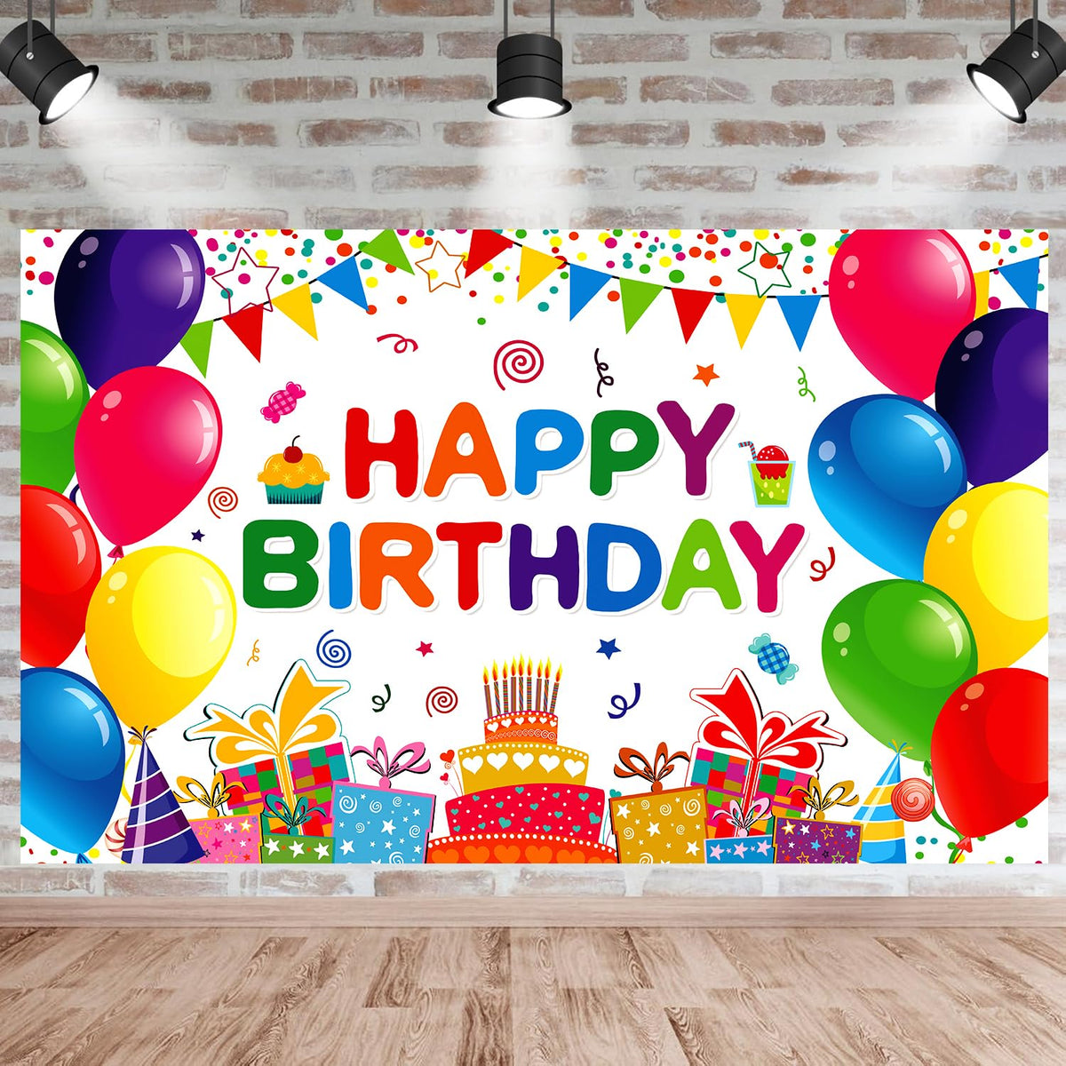 Happy Birthday Backdrop Banner Colorful Birthday Decorations Large Yard Sign for Women Men Girls