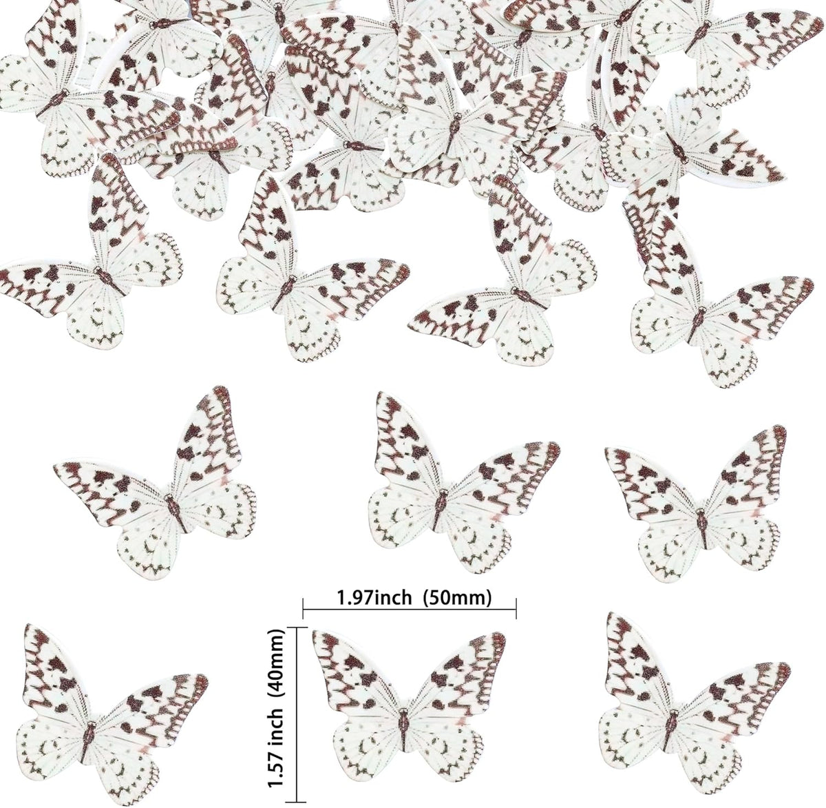 Ephlyn 48Pcs Edible Wafer Paper Butterflies for Cupcake Toppers Picks Edible Butterfly Cake