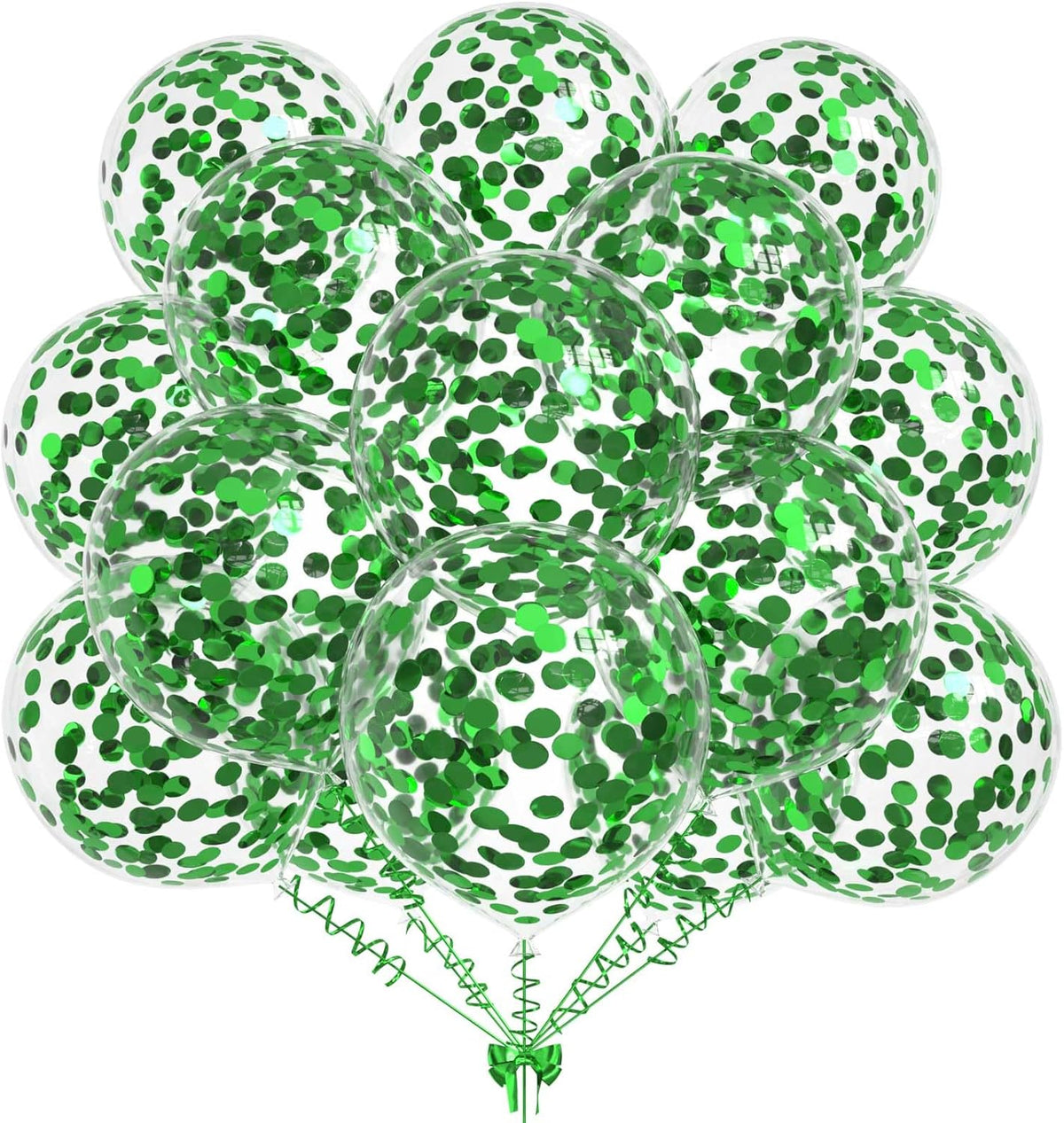 50pcs Green Foil Confetti Balloons,12 inch Latex Balloon with Green Confetti Inside for Birthday