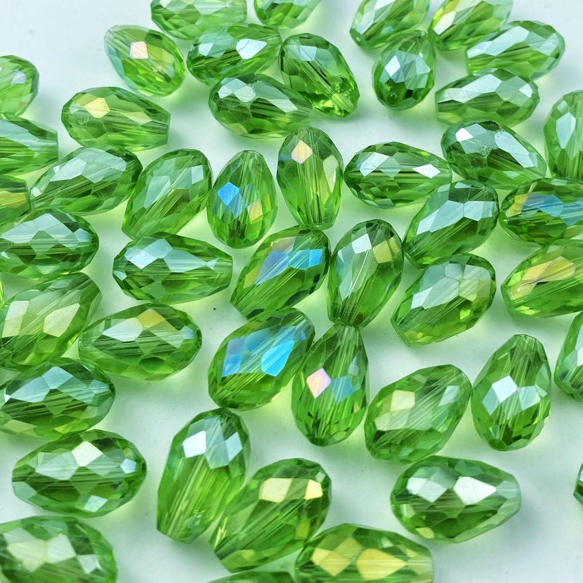 100pcs 8x12mm Teardrop Crystal Glass Beads Vertical Hole Faceted Glass Teardrop Spacer Beads for
