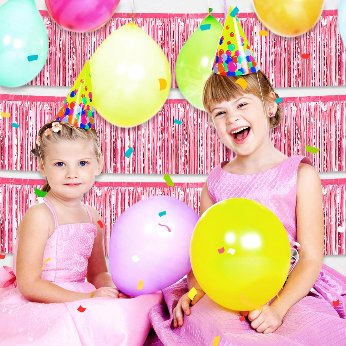 6 Pack 10 Feet Pink Foil Fringe Garland Metallic Tinsel Streamers Banner Wall Hanging Curtain