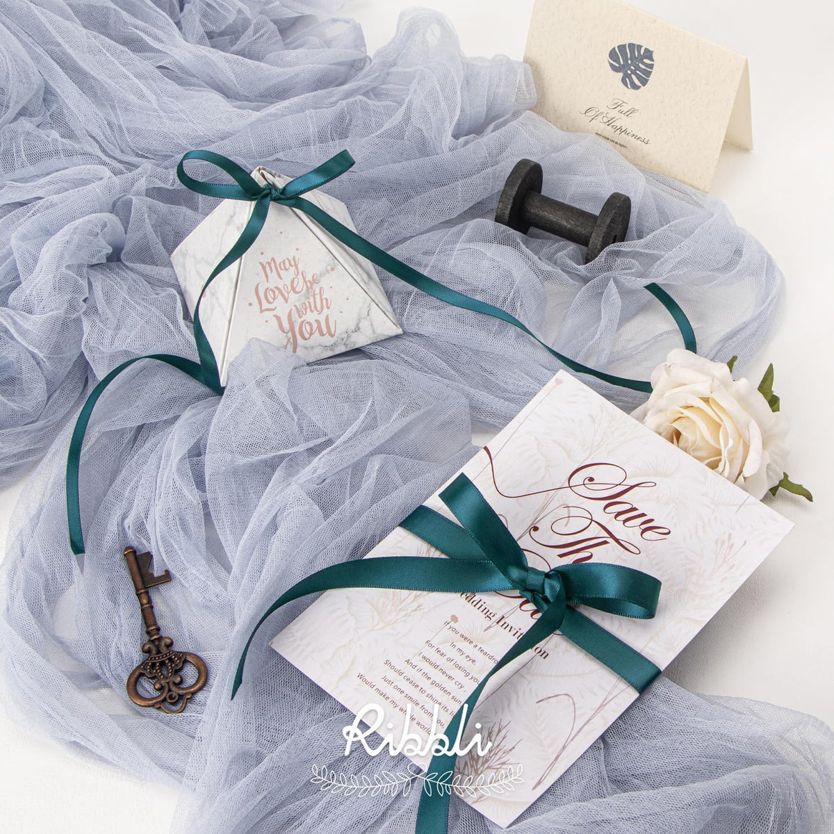 Ribbli Teal Double Faced Satin Ribbon,1/4” x Continuous 25 Yards,Use for Craft Bows Bouquet, Gift