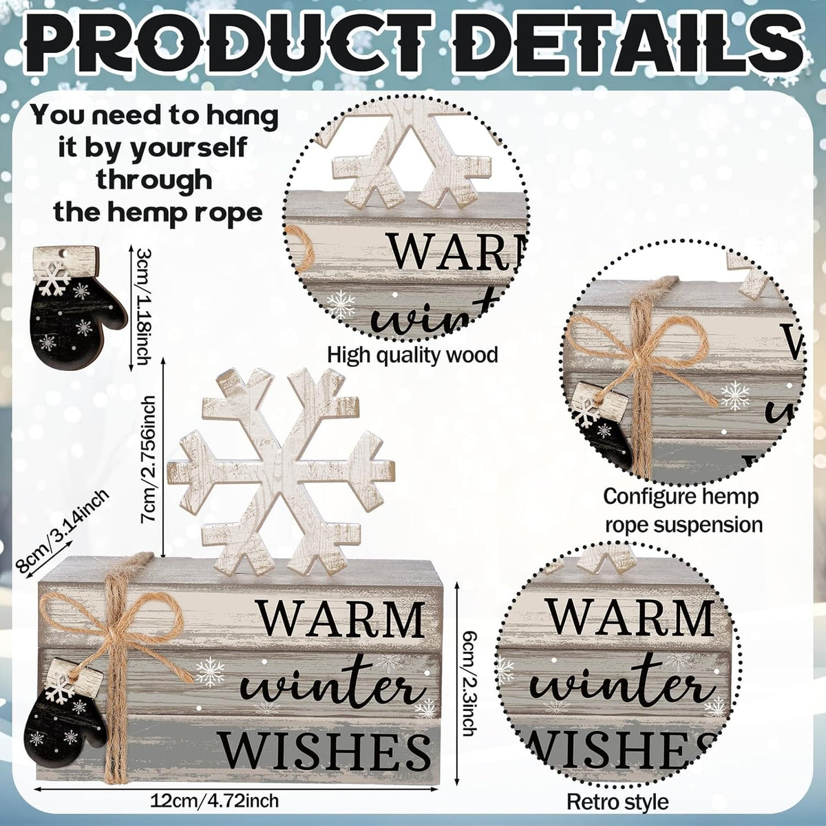 4 Pcs Winter Christmas Decor Winter Table Decorations Christmas Tiered Tray Decor Centerpiece