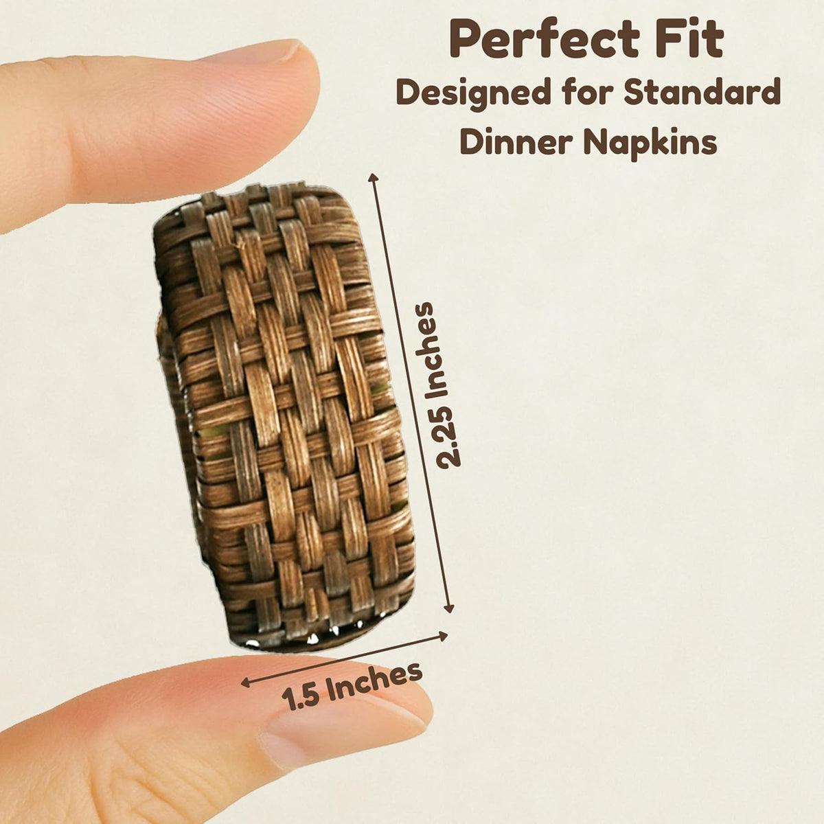 Decorative Cane Napkin Rings Set of 12 - Hand Woven Napkin Holders for Farmhouse, Rustic, Holiday
