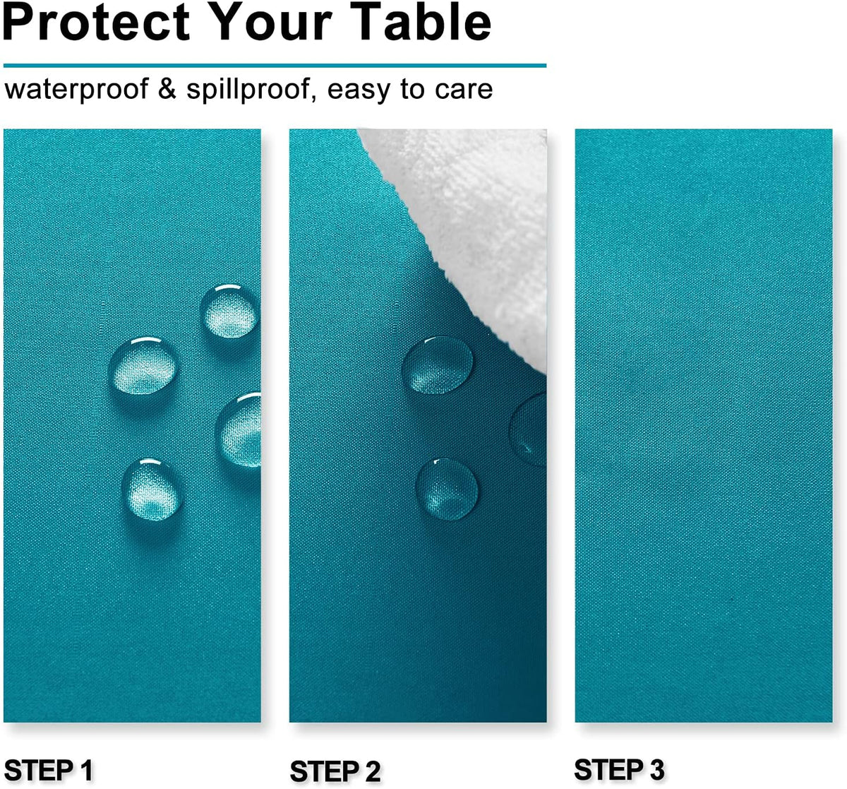 Hiasan 2 Pieces Turquoise Rectangle Tablecloth - Water Resistant and Spillproof Dining Room