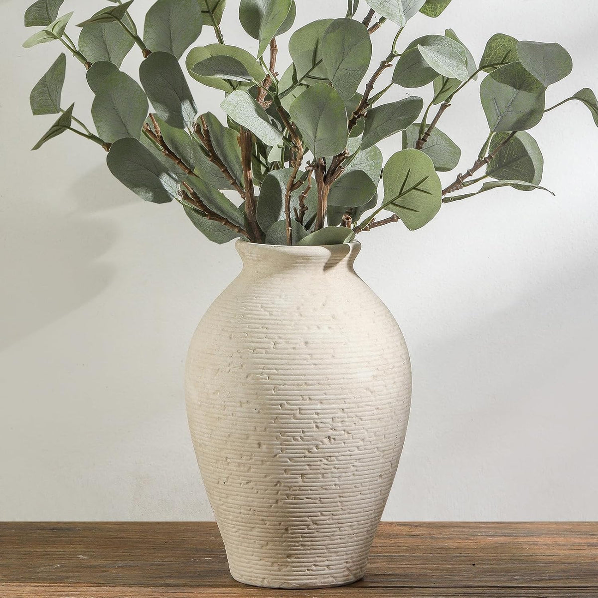 Ceramic Flower Vase Home Decor - Large Farmhouse Table Vases Rustic Vintage Living Room Kitchen