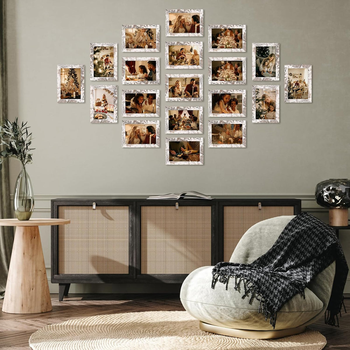 PETAFLOP Wooden Bulk 4x6 Picture Frame Set of 18, White Distressed Photo Frames Fits 4 by 6 for