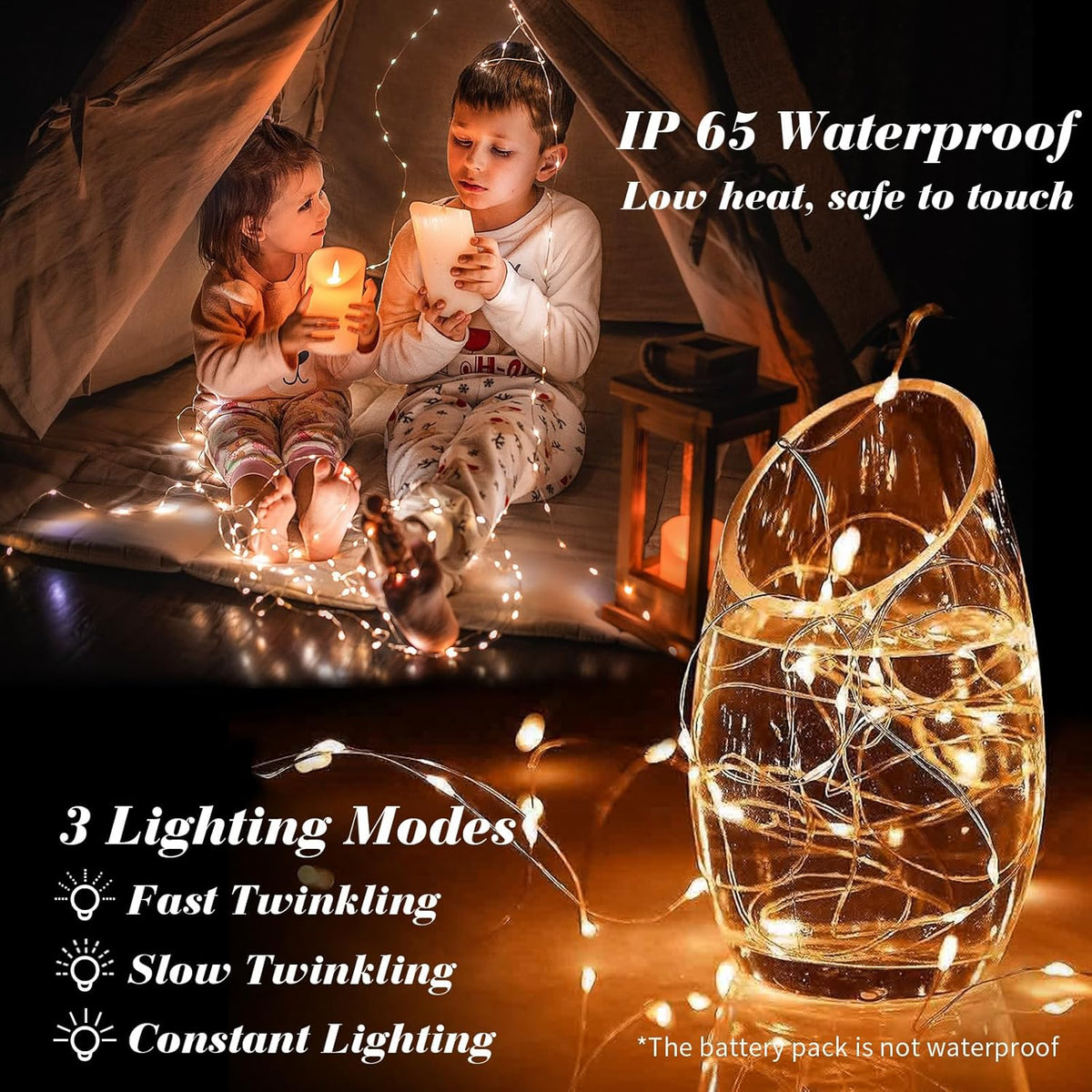ZGWJ 24 Pack Halloween Fairy Lights Battery Operated, 7ft 20 Mini LED Halloween Fairy String Lights