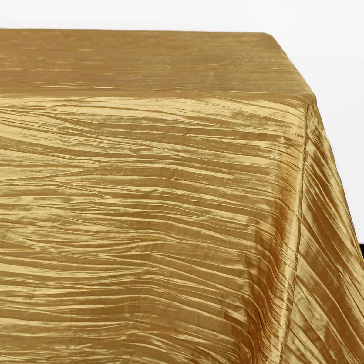 YOUR CHAIR COVERS - 90 x 132 inch Rectangular Crinkle Taffeta Tablecloth - Gold, Rectangle Table