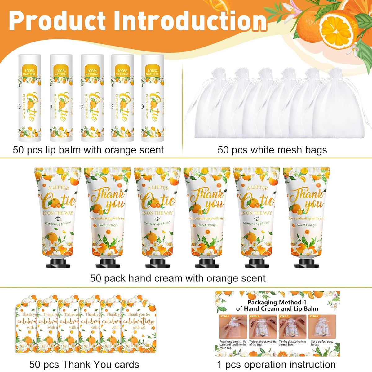 50 Pack Bulk Hand Cream and Bulk Lip Balm Gifts Sets, Bridal Shower Favors and Baby Shower Favors