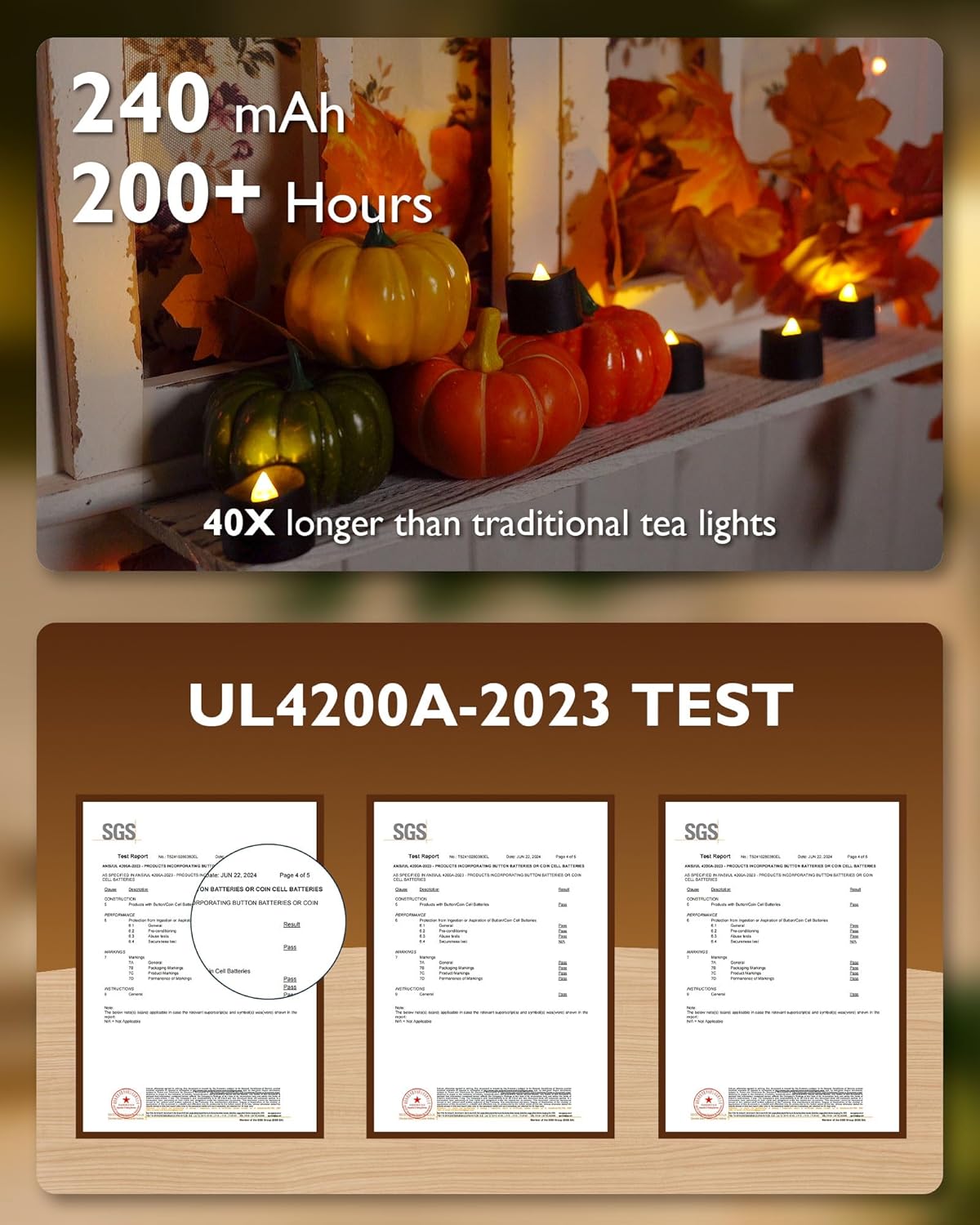 Homemory Black Tea Lights Candles Battery Operated, 200+Hour Flameless Flickering Fake Electric LED