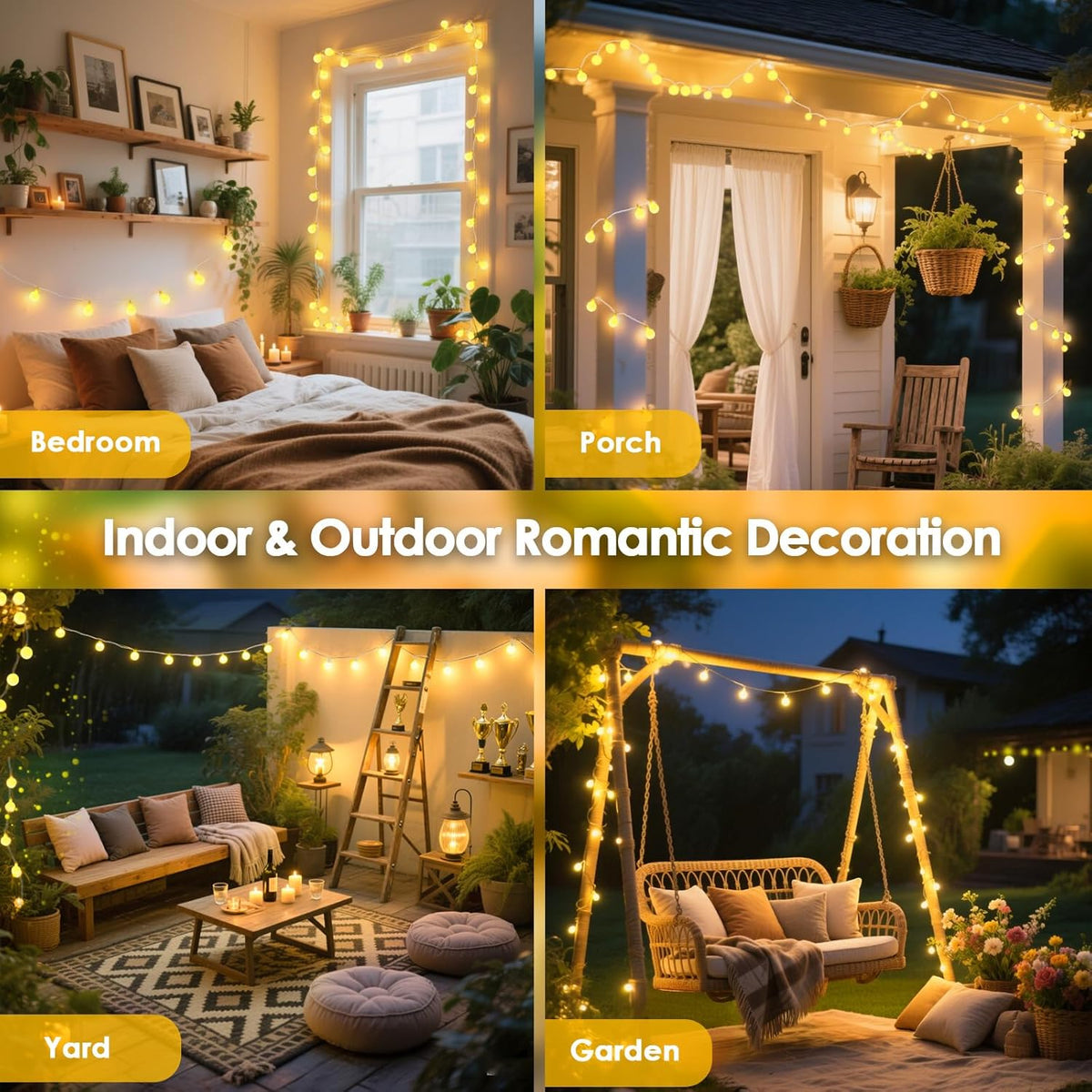200LED Connectable String Lights Indoor Outdoor for Bedroom, 66ft Fairy Lights with Remote & Timer
