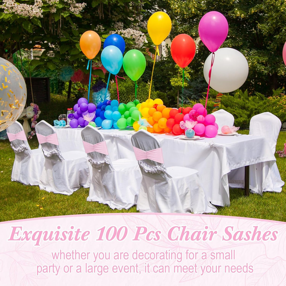 Moukeren 100 Pcs Spandex Chair Sashes Bows Chair Bands Slider Sashes for Chair Covers Elastic Chair