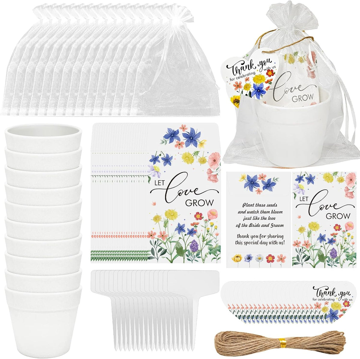 Cinrobiye 50 Sets Let Love Grow Wedding Favors for Guests Seed Packet Bags (Seed Not Include) with