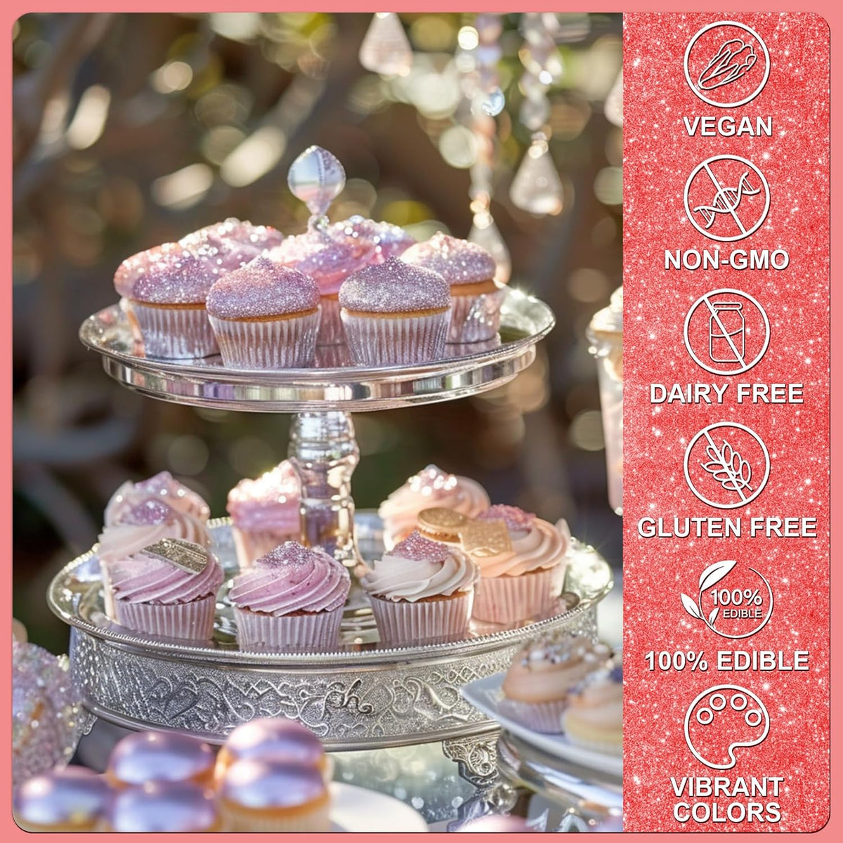 Red Edible Glitter - 5g Food Grade Cake Decorating Shimmering Glitter, Edible Sprinkle Luster Dust