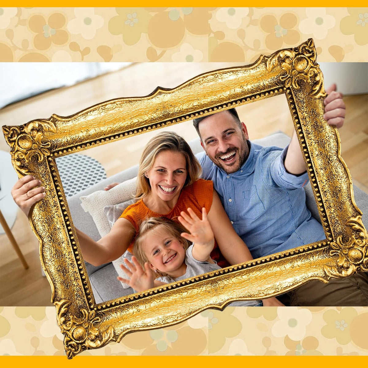 Upgraded 32 x 24 Inch Large Photo Booth Props Picture Frame Vintage Photo Frame Friends Selfie