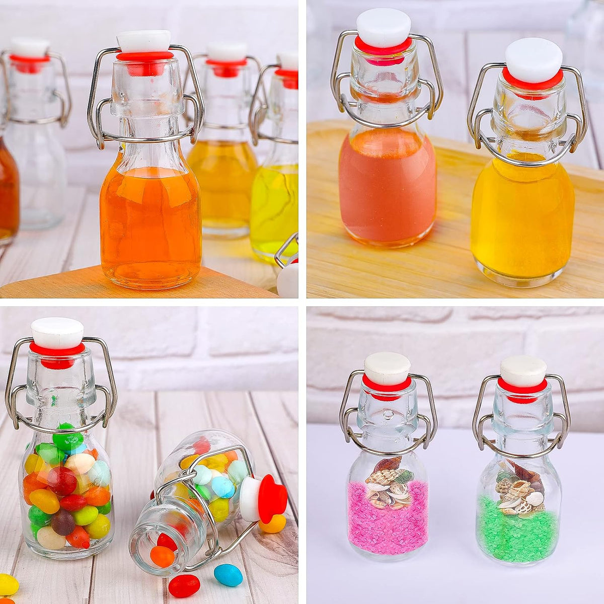 INFTYLE Swing Top Glass Bottles Set - 30 Mini Glass Bottles with Swing Top Lids for Homemade