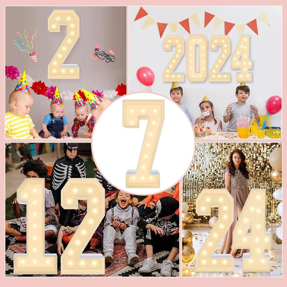 4FT Plastic Marquee Numbers 7 - Light up Numbers Are Made from Corrugated Plastic Board - Quick