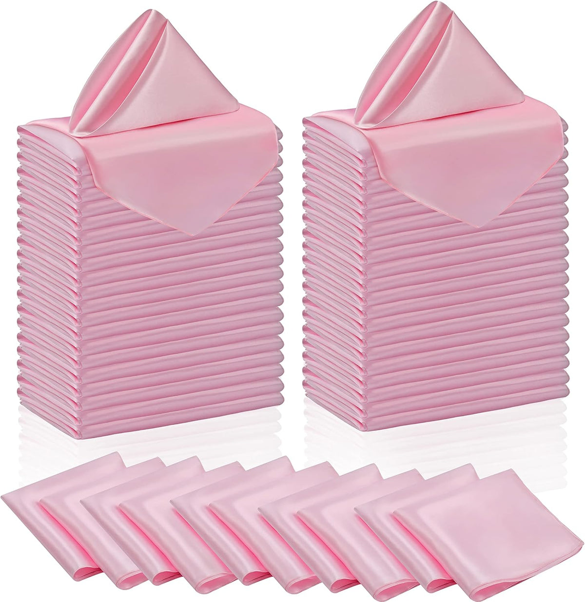 Manyshofu 60 Pieces Light Pink Satin Napkins - 20x20 Inches Cloth Napkins, Square Satin Fabric