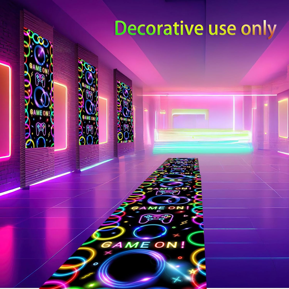 Haull 118 x 39 Inch Neon Light up Dance Floor Glow in The Dark Runner UV Reactive Blacklight Floor