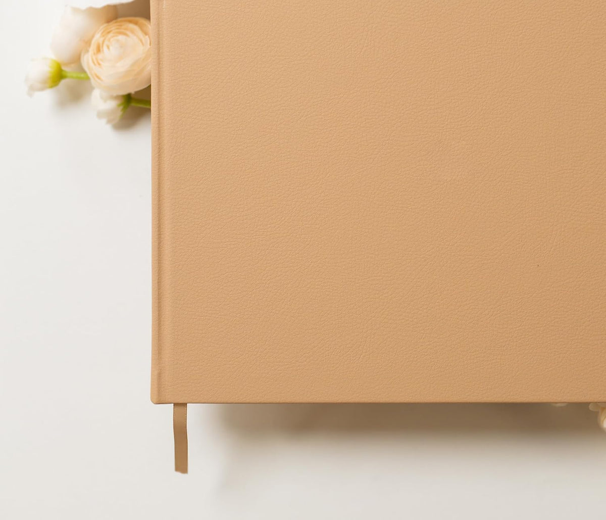 MUUJEE Personalized Guestbook in Tan - Premium Tan Leatherette Custom Modern Guest Book for Wedding