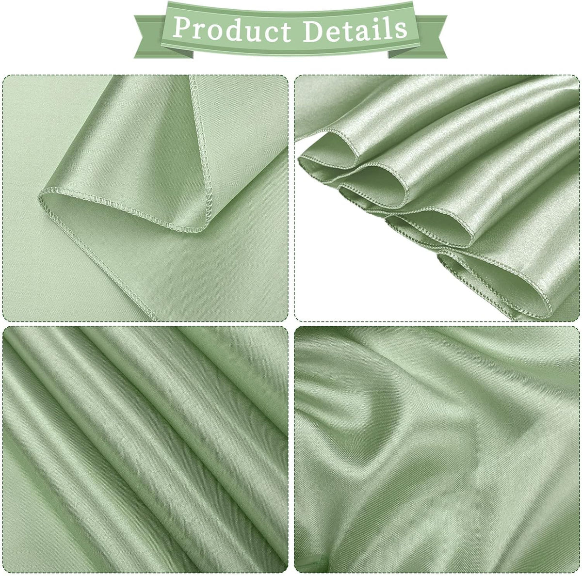 fani 60 PCS Sage Green Satin Chair Sashes Bows Universal Chair Cover for Wedding Reception