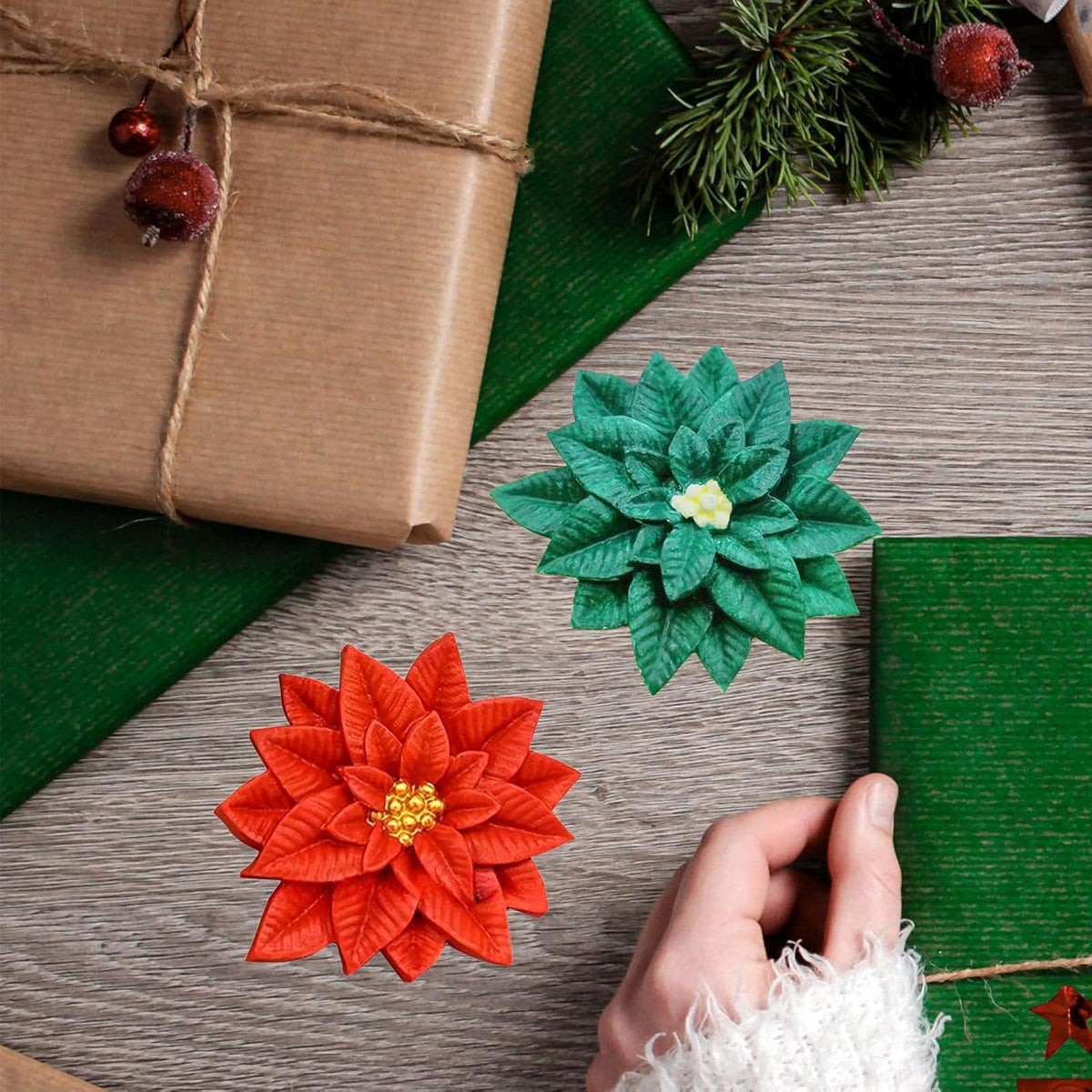 2PCS Christmas Holly Leaf Silicone Molds, Christmas Chocolate Fondant Mold for Baking, Plant Leave