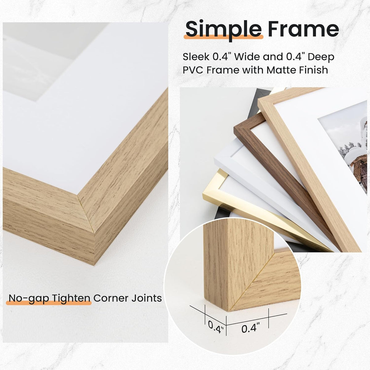 4x6 inch Picture Frame, 4x6 Photo Frames with 3.5x5 Removable Mat - High Definition Plexiglass
