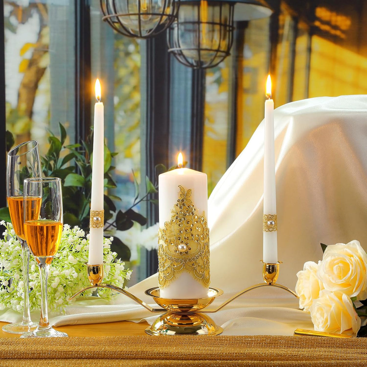 Irenare Unity Candles with Holder for Wedding Ceremony Wedding Decortions Accessories Glass Candle