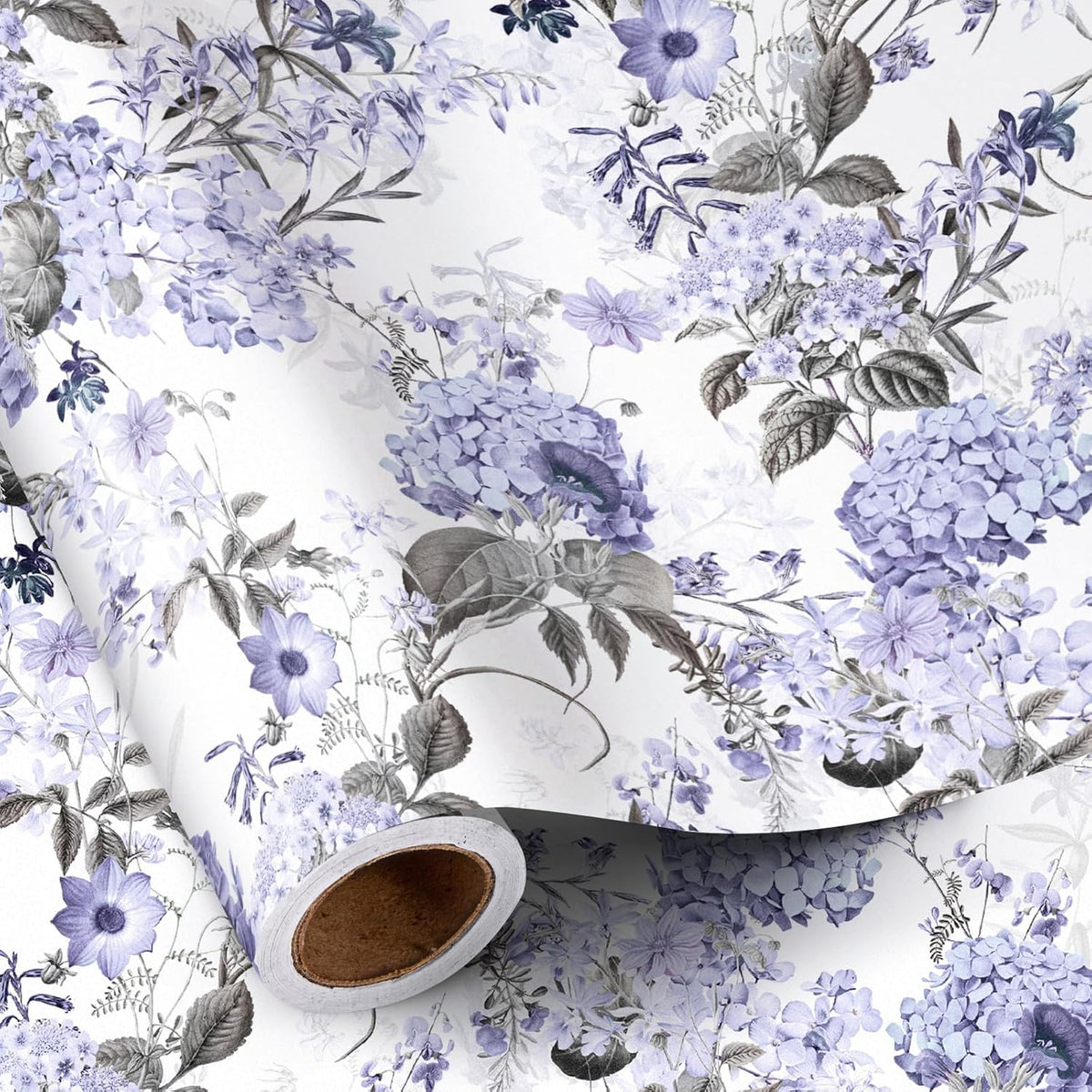RUSPEPA Floral Wrapping Paper Roll for Women Girls, Mini Roll, Elegant Hydrangea Flower Design Gift