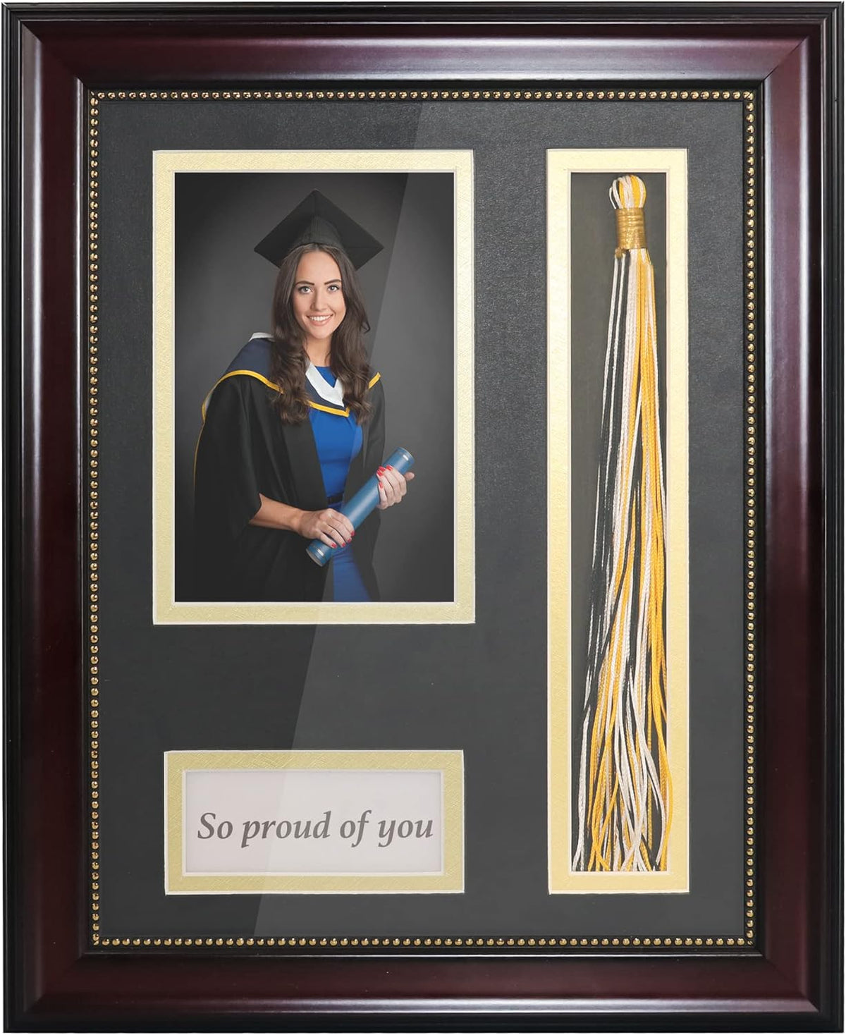 GraduationMall Graduation Photo Shadow Box Frame with Tassel Holder for 4x6 Pictures,Real