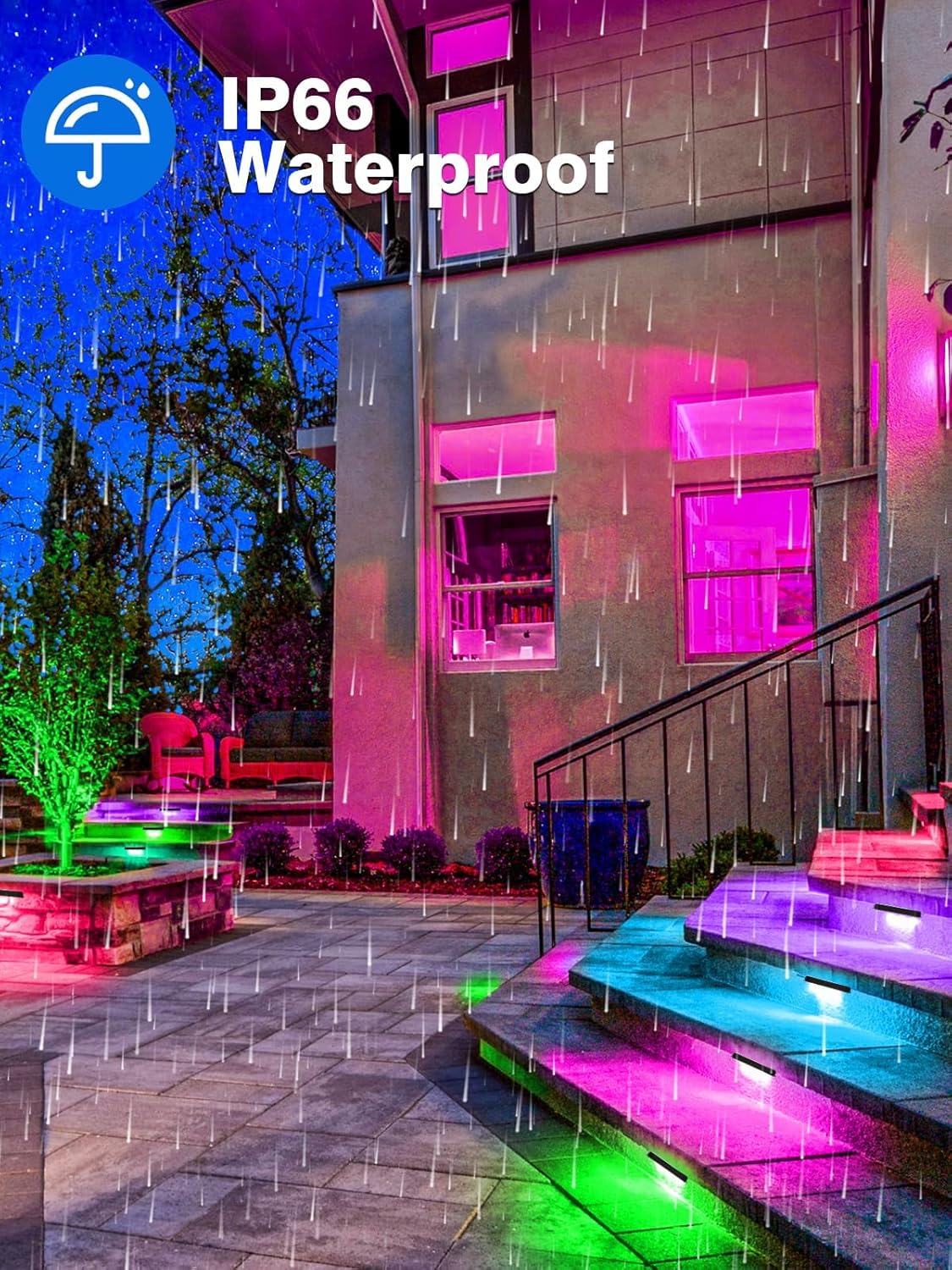 5W RGB Retaining Wall Lights 7 inch LED Hardscape Lighting Color Changing Low Voltage Landscape