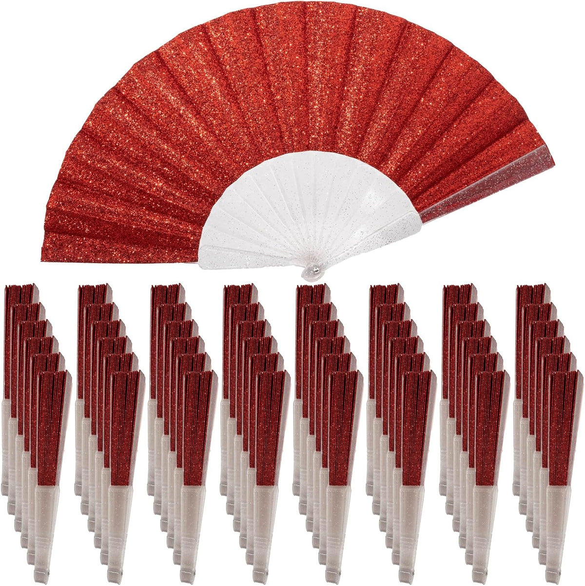 48 Pack Handheld Fan,Folding Hand Glitter fan with Shining Transparent Fan Rib – Ideal for Wedding