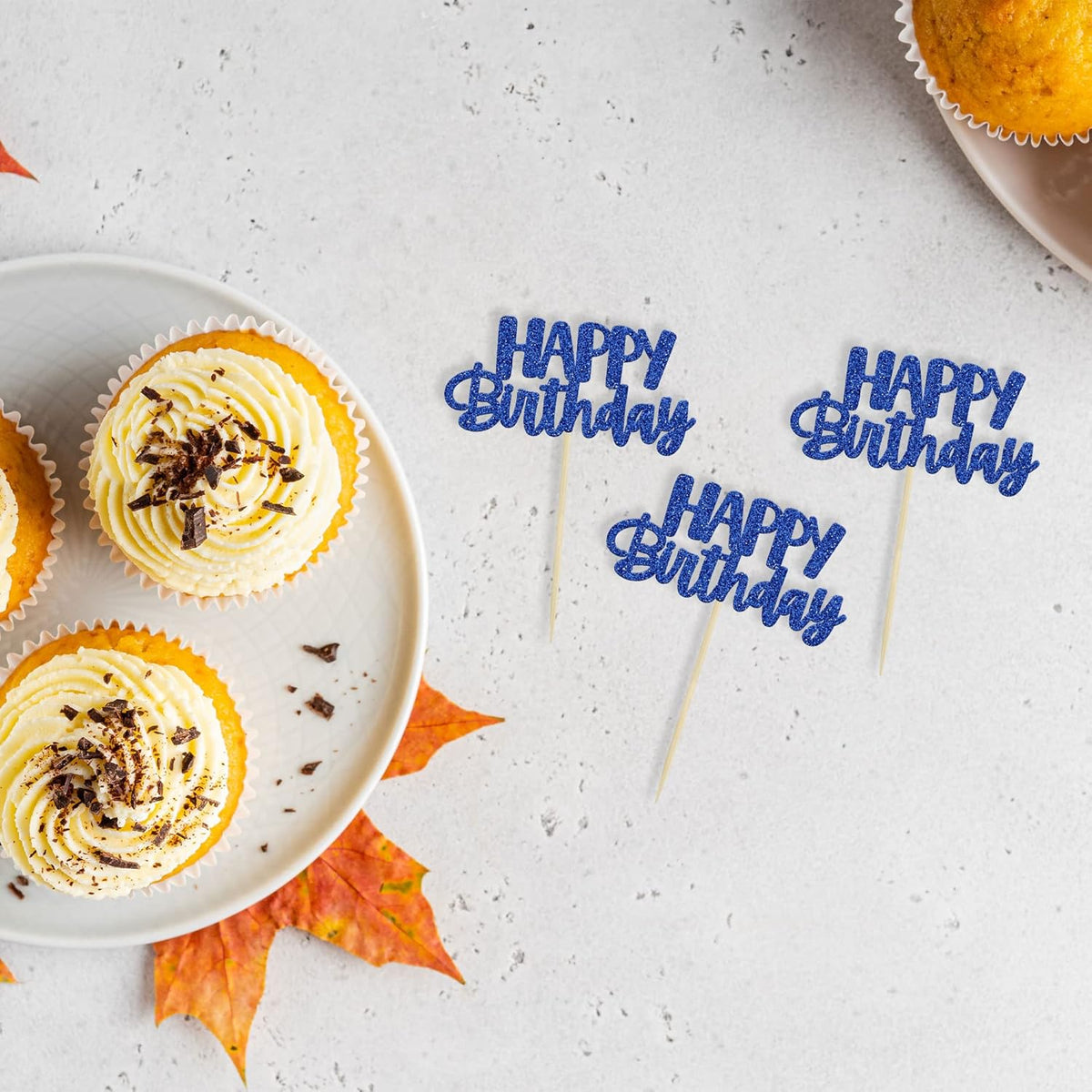 Gyufise 24 Pcs Happy Birthday Cupcake Toppers Glitter Cupcake Food Picks for Celebrating Theme