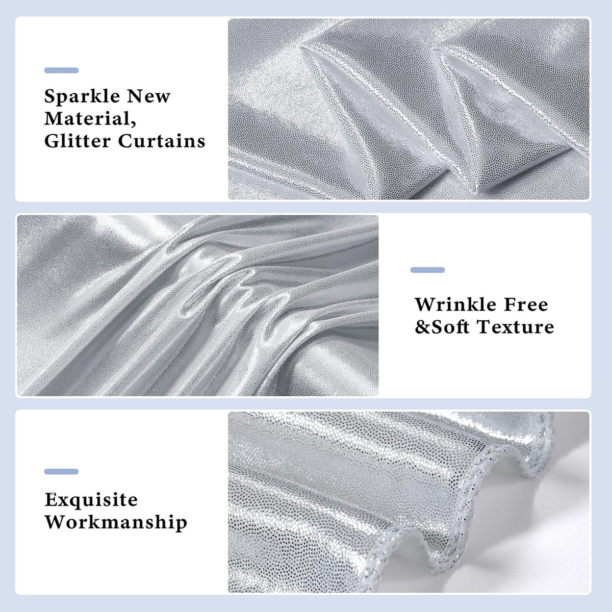 Outpain Thick 40 ft x 10 ft Silver Sequin Backdrop Curtain for Parties, Wrinkle Free Glitter Photo