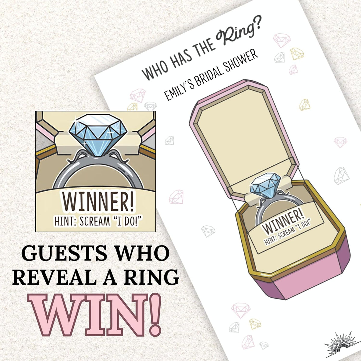 Who Has The Ring Bridal Shower Scratch Off Game - Hilarious Losing Phrases on Ticket Cards - Funny