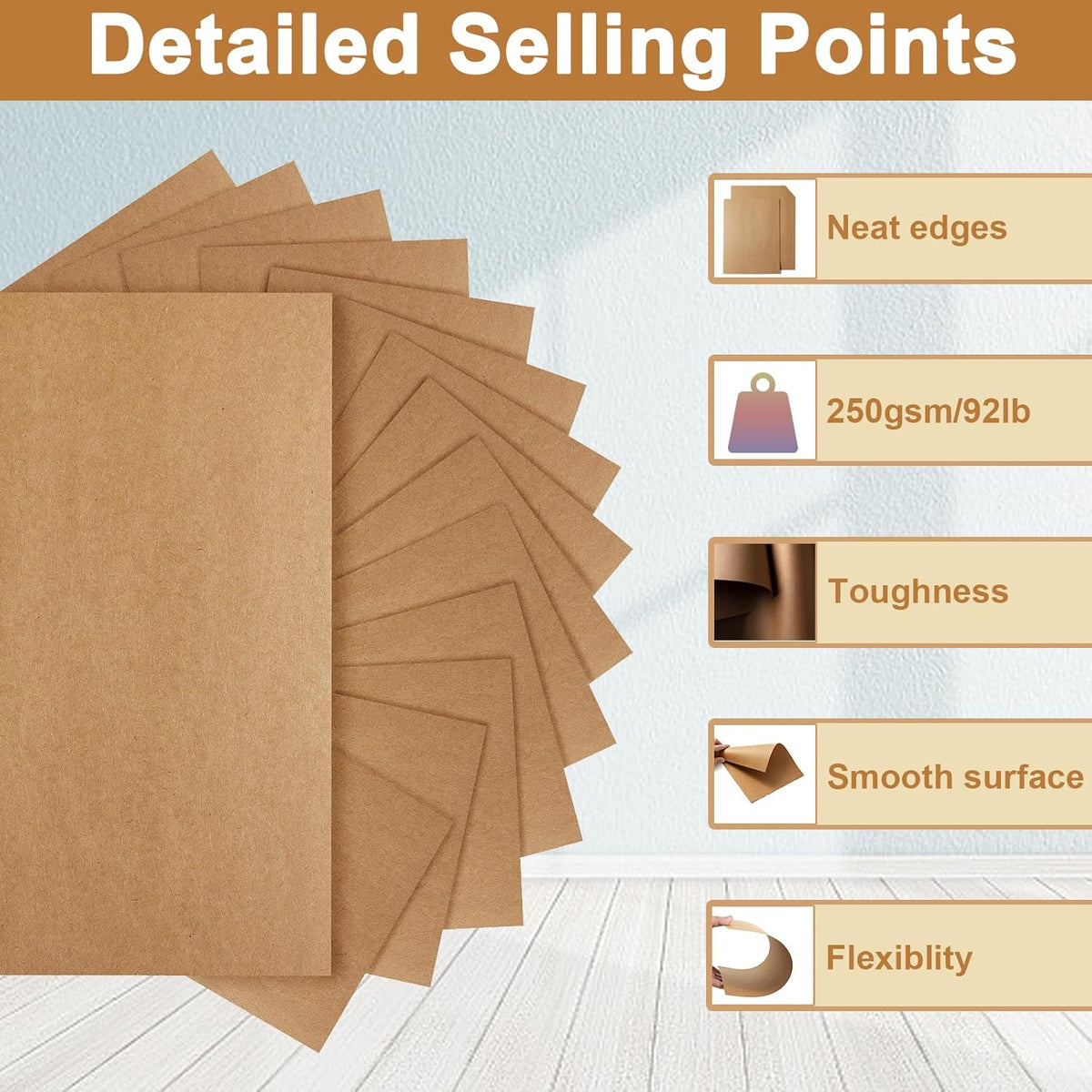 120 Sheets Brown Cardstock 8.5 x 11 Kraft Paper, 92lb Thick Printer Paper Card Stock for Greeting